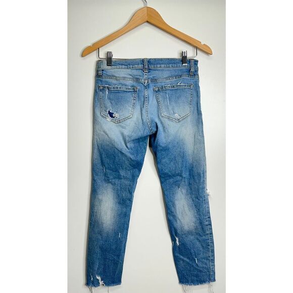 Zara Women Pants Womens Blue Distressed Jeans Size 2 Premium Denim - Picture 2 of 6